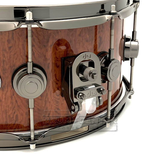 DW Collectors Purpleheart Snare Drum 14x6.5 Exotic Tiger Wood w/Black Nickel Hardware - Drum Center Of Portsmouth