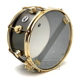 DW Collectors Satin Black Brass Snare Drum 13x7 Gold Hardware