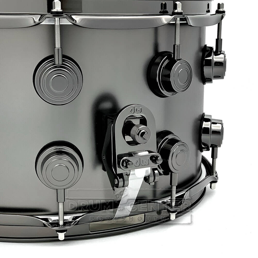 DW Collectors Satin Black Brass Snare Drum 14x8 Black Nickel Hardware