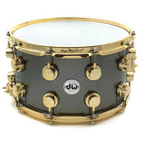 DW Collectors Series Satin Black Brass Snare Drum 14x8 Gold Hardware - Drum Center Of Portsmouth