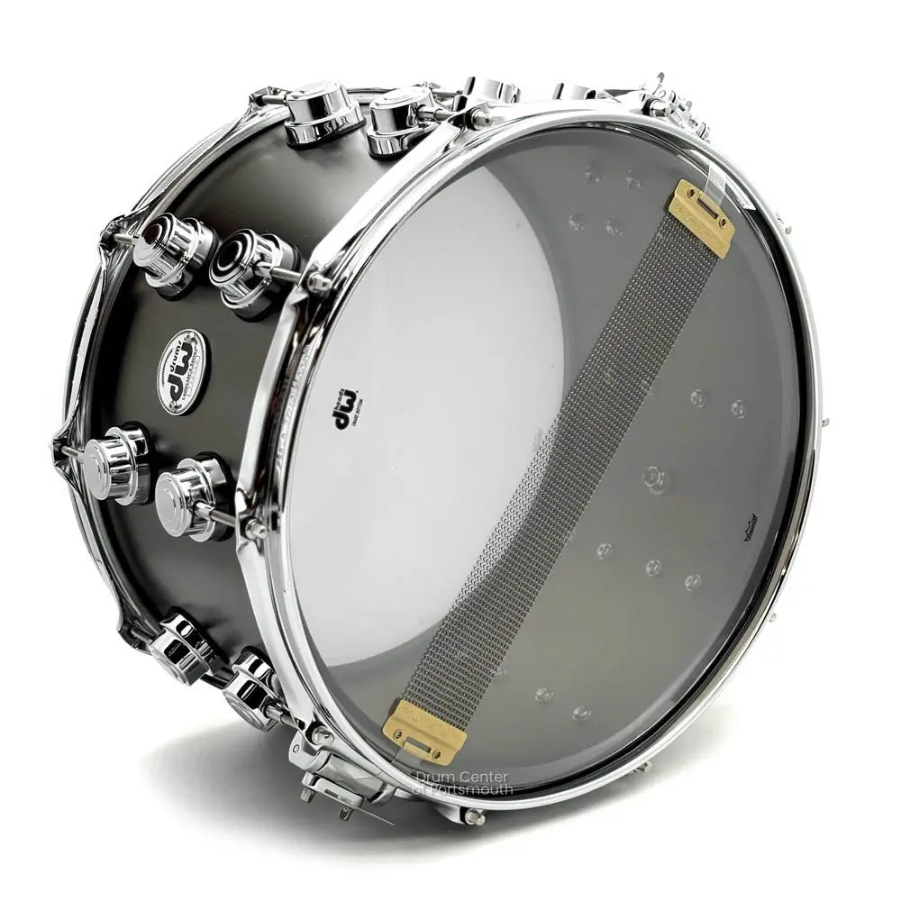 DW Collectors Series Satin Black Brass Snare Drum 14x8 Chrome Hardware - Drum Center Of Portsmouth
