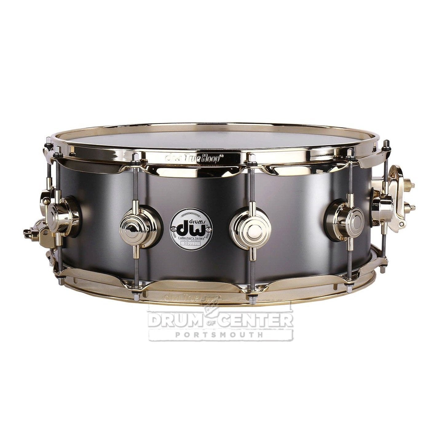 Used DW Collectors Series Satin Black Brass Snare Drum 14x5.5 Gold Hardware - Drum Center Of Portsmouth