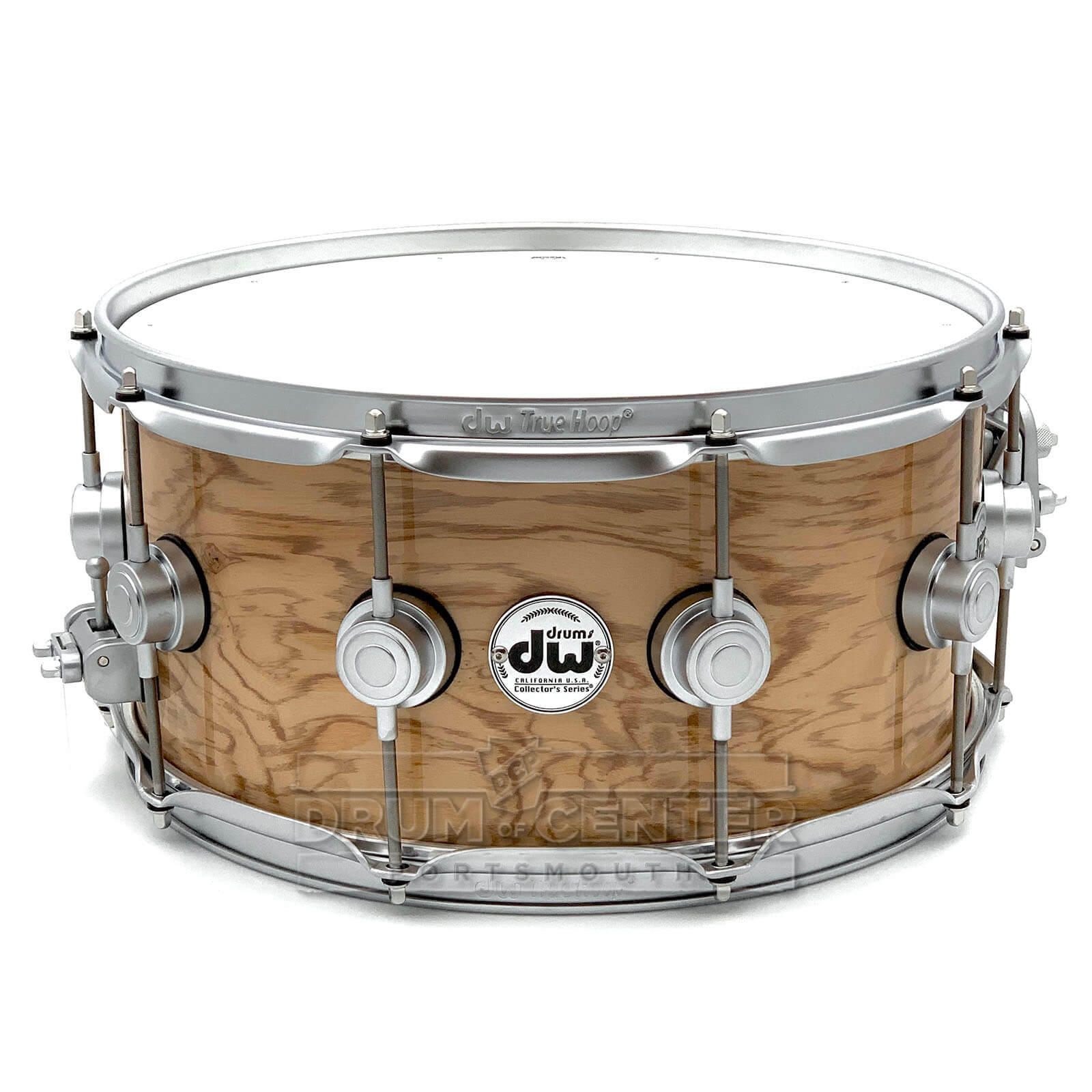 DW Collectors SSC Maple Snare Drum 14x6.5 Exotic Olive Ash Burl w/Satin Chrome Hardware - Drum Center Of Portsmouth