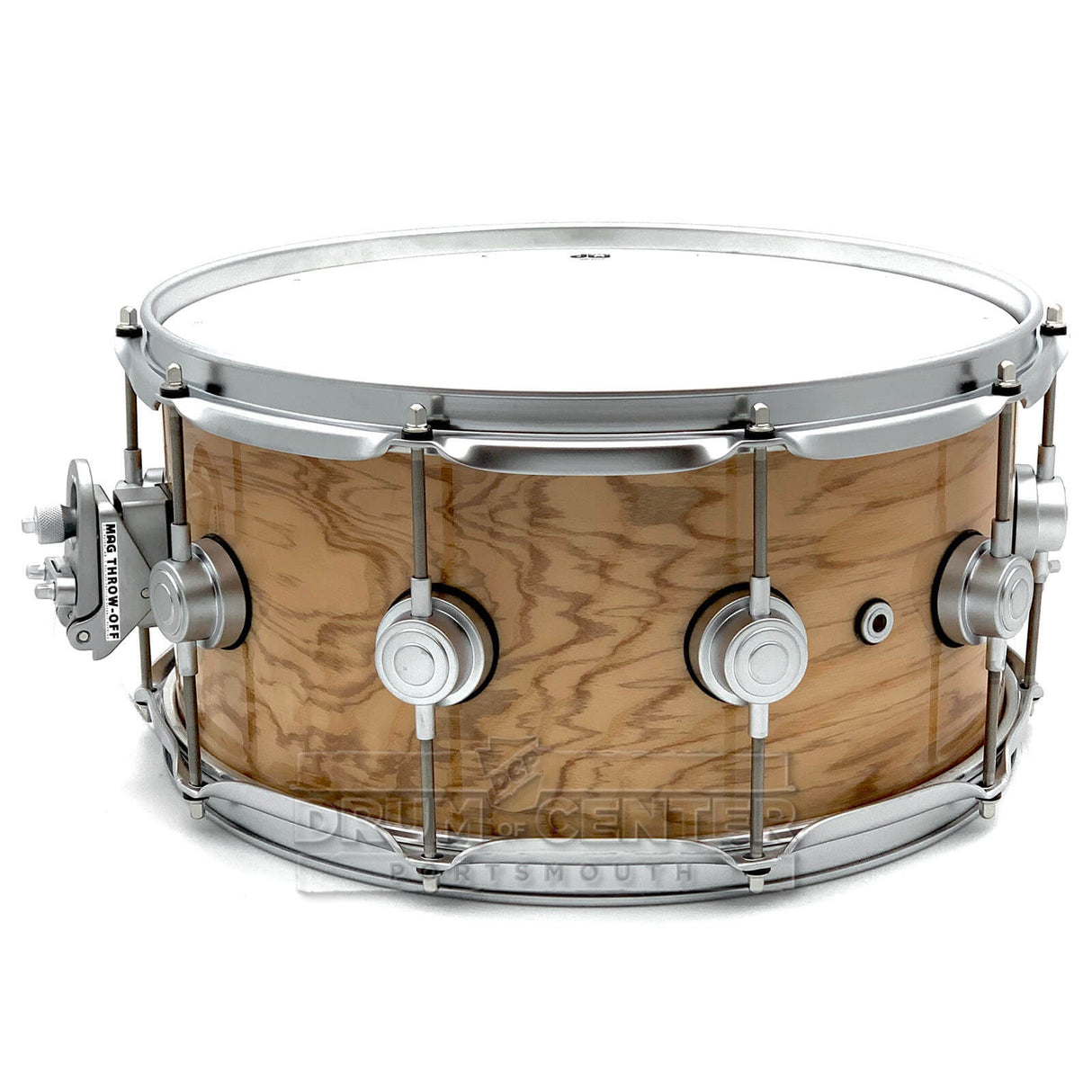 DW Collectors SSC Maple Snare Drum 14x6.5 Exotic Olive Ash Burl w/Satin Chrome Hardware - Drum Center Of Portsmouth