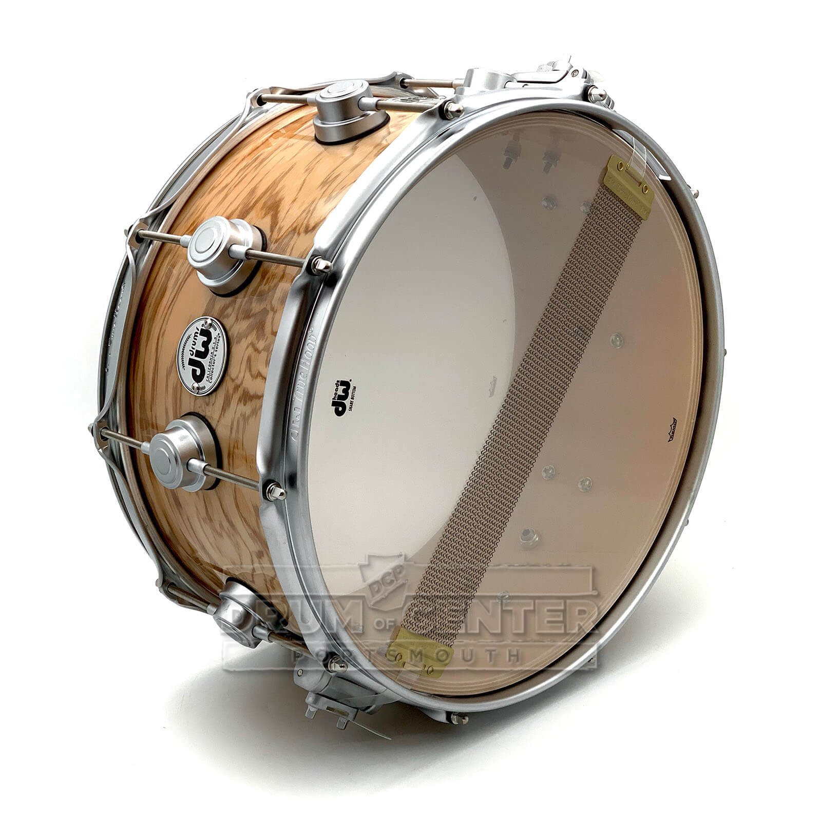 DW Collectors SSC Maple Snare Drum 14x6.5 Exotic Olive Ash Burl w/Satin Chrome Hardware - Drum Center Of Portsmouth