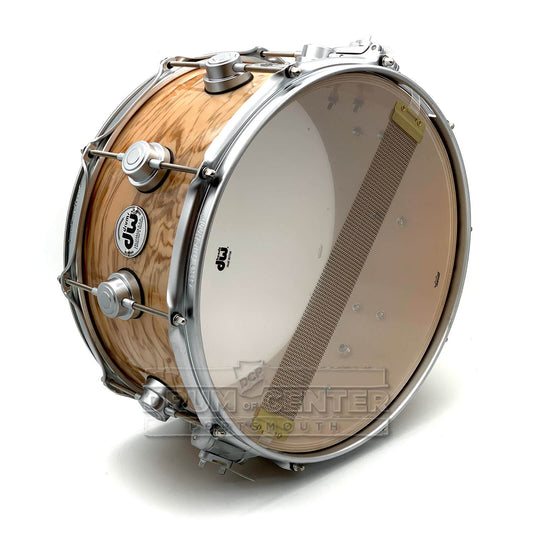 DW Collectors SSC Maple Snare Drum 14x6.5 Exotic Olive Ash Burl w/Satin Chrome Hardware - Drum Center Of Portsmouth