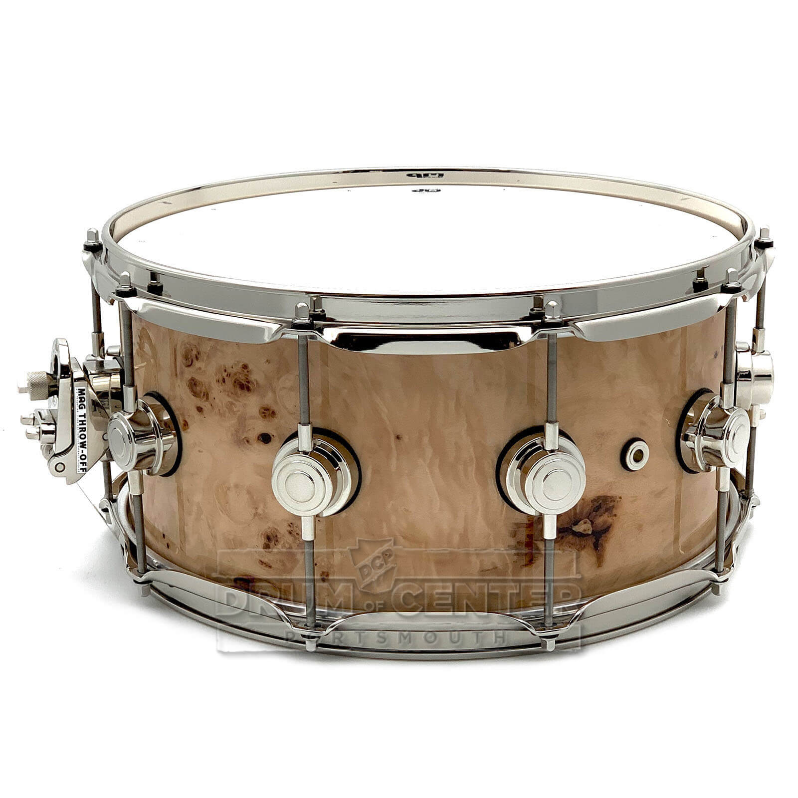 DW Collectors VLT 333 Maple Snare Drum 14x6.5 Exotic Mapa Burl w/Nickel Hardware - Drum Center Of Portsmouth