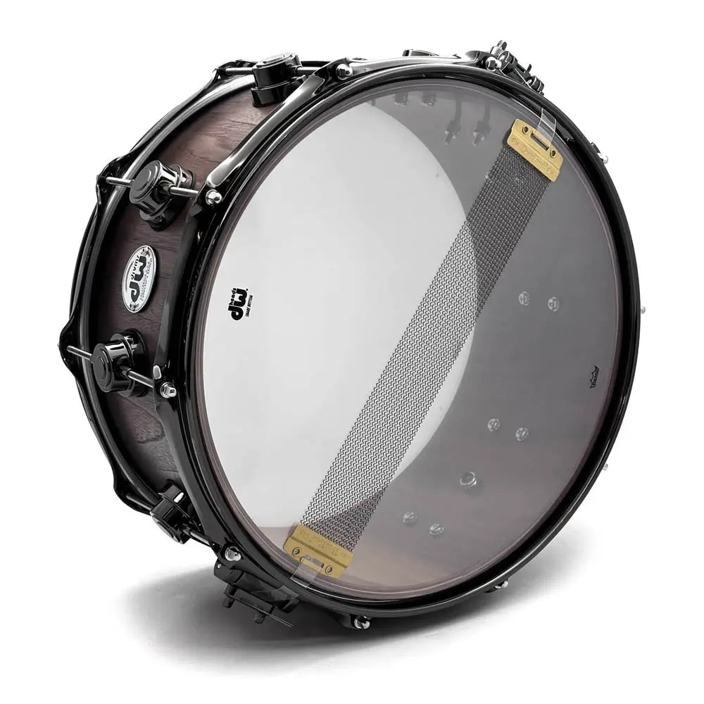 DW Collectors Pure Walnut Snare Drum 14x6.5 Natural to Quick Ebony Burst w/Bk Hw - Drum Center Of Portsmouth