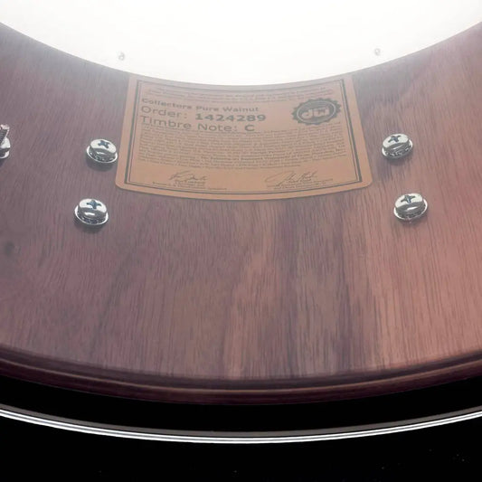 DW Collectors Pure Walnut Snare Drum 14x6.5 Natural to Quick Ebony Burst w/Bk Hw - Drum Center Of Portsmouth