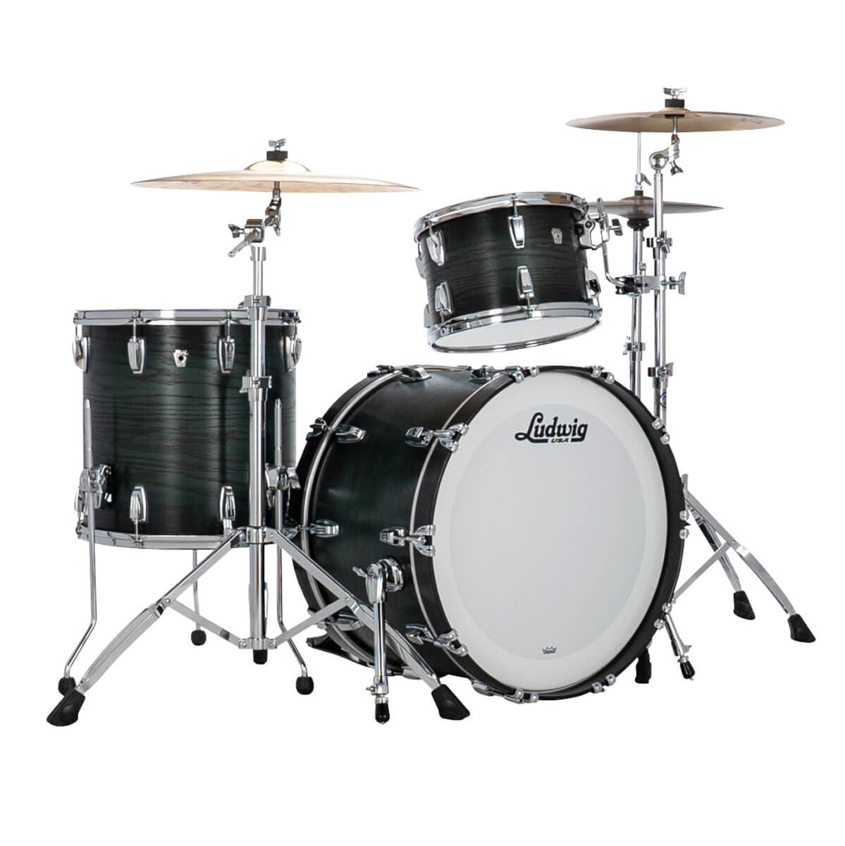 Ludwig Classic Oak 3pc Drum Set Green Burst 22/13/16 - Drum Center Of Portsmouth