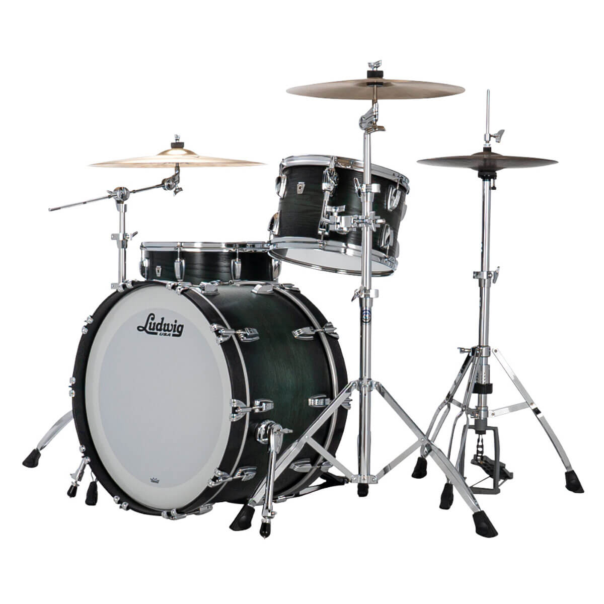 Ludwig Classic Oak 3pc Drum Set Green Burst 22/13/16 - Drum Center Of Portsmouth