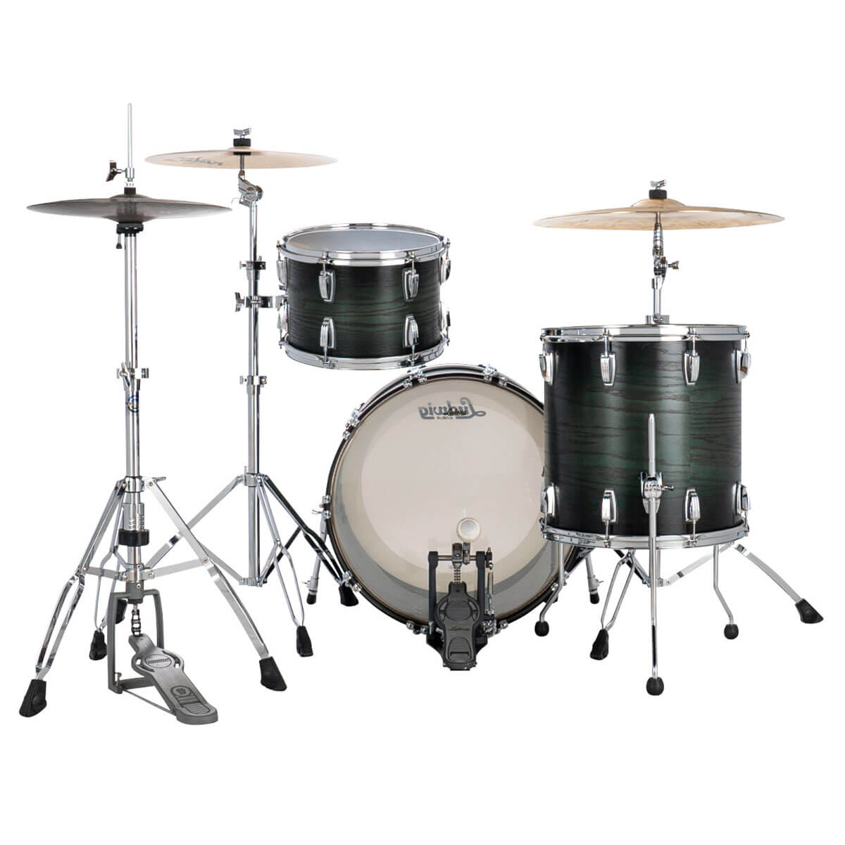 Ludwig Classic Oak 3pc Drum Set Green Burst 22/13/16 - Drum Center Of Portsmouth
