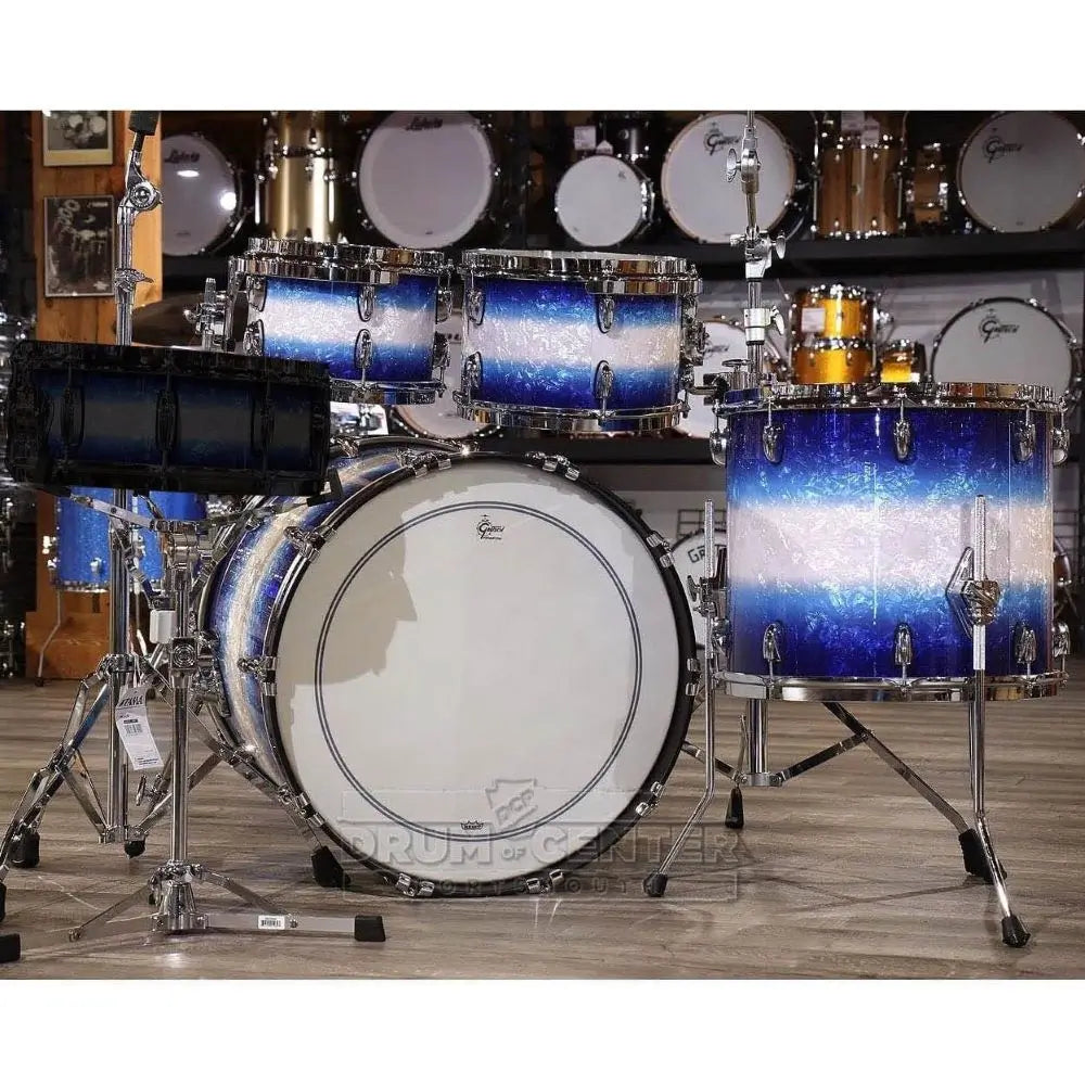 Used Gretsch Brooklyn 4pc Euro Drum Set Blue Burst Pearl - Excellent - Drum Center Of Portsmouth