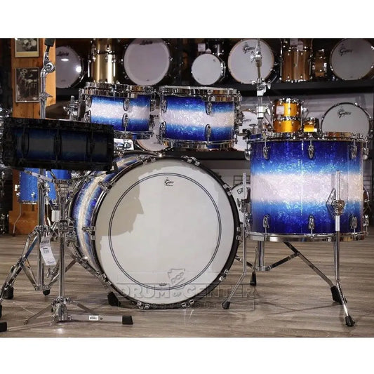Used Gretsch Brooklyn 4pc Euro Drum Set Blue Burst Pearl - Excellent - Drum Center Of Portsmouth