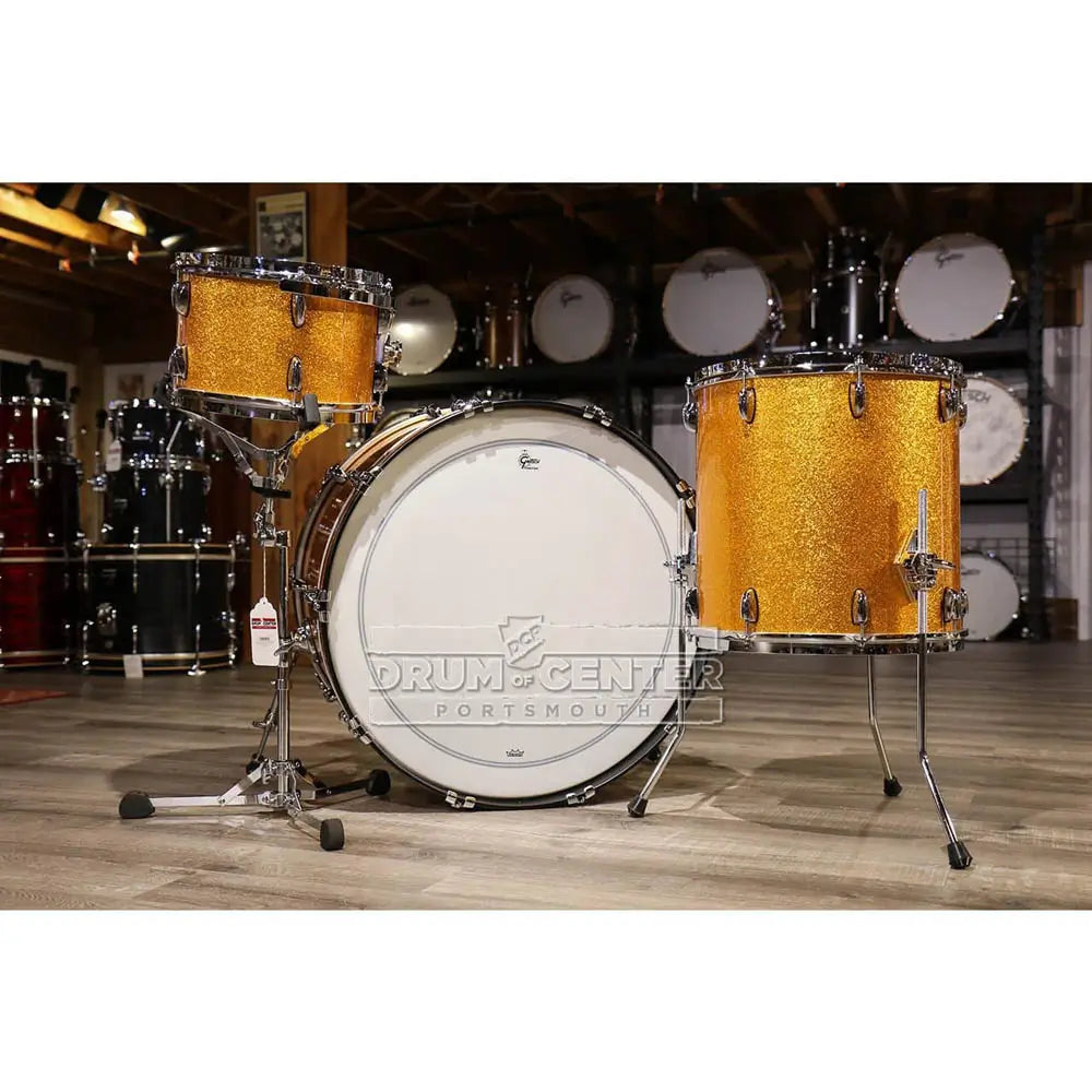 Used Gretsch Brooklyn 3pc Drum Set w/26BD Gold Sparkle - Excellent - Drum Center Of Portsmouth