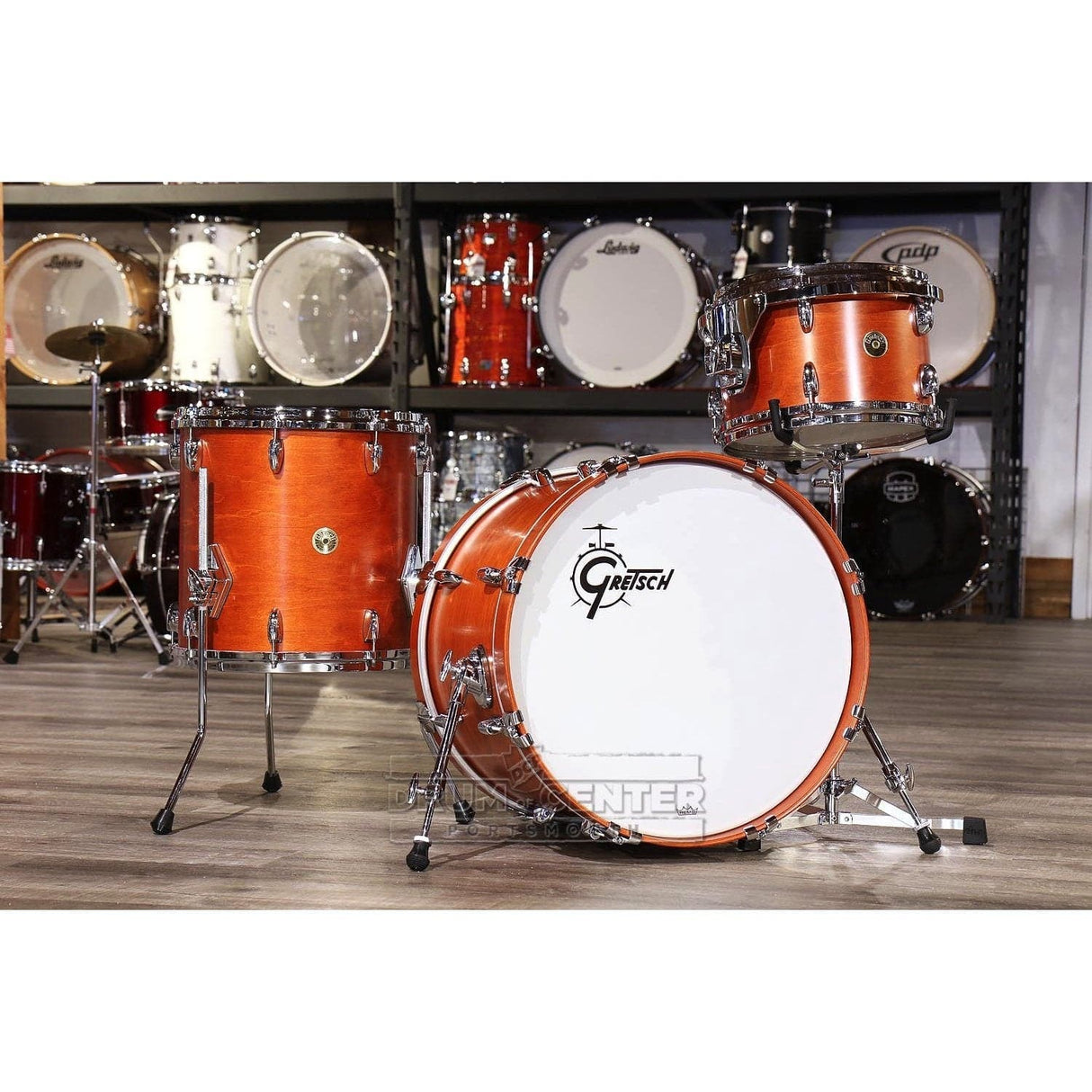 Gretsch USA Custom 3pc Drum Set Satin Burnt Orange