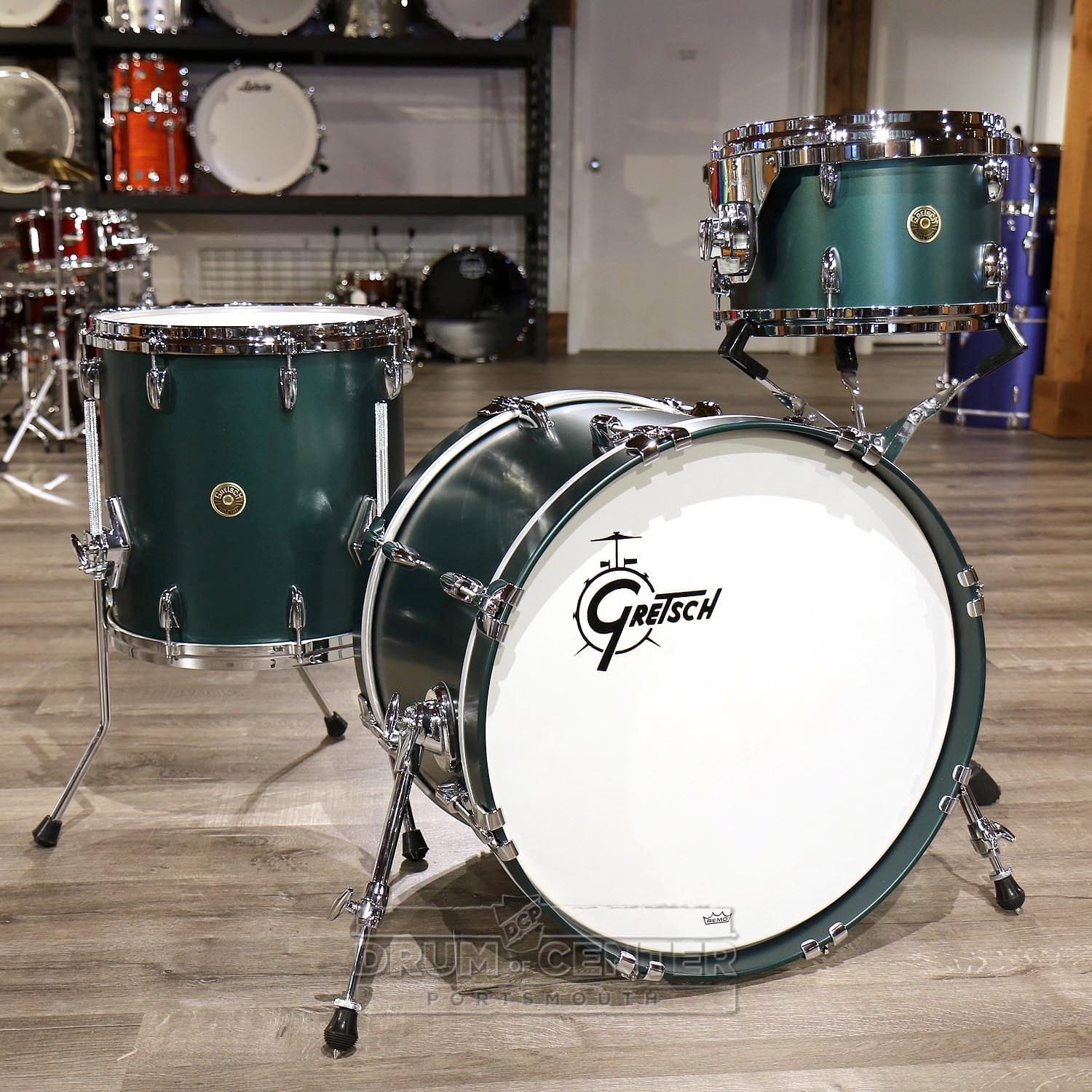 Gretsch USA Custom 3pc Drum Set Satin Cadillac Green