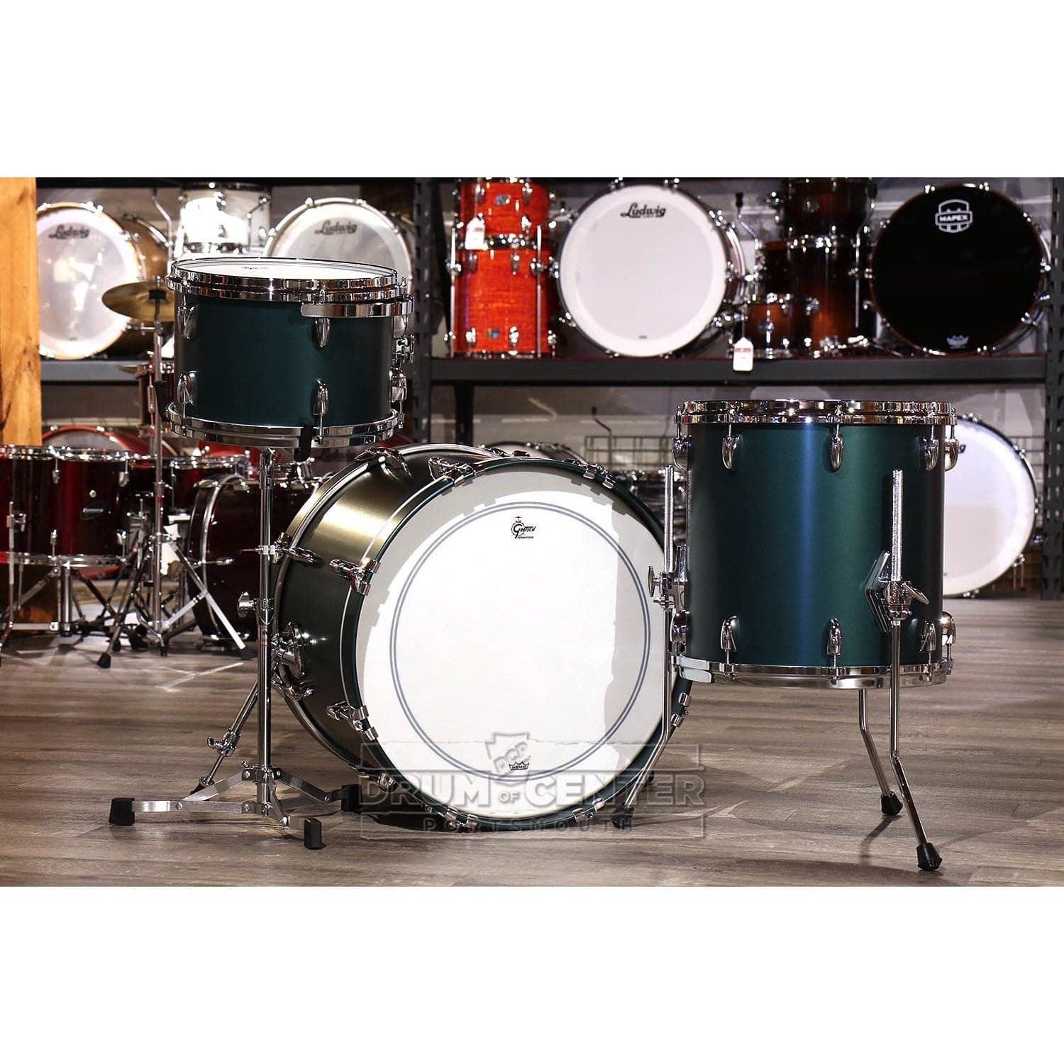 Gretsch USA Custom 3pc Drum Set Satin Cadillac Green