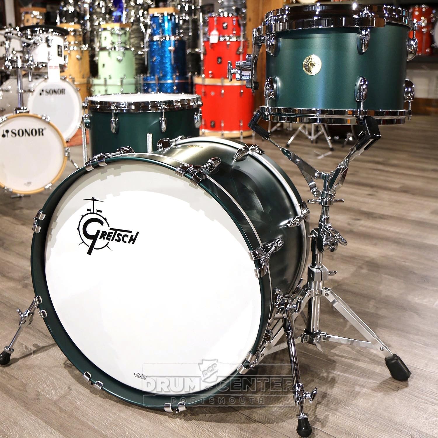 Gretsch USA Custom 3pc Drum Set Satin Cadillac Green