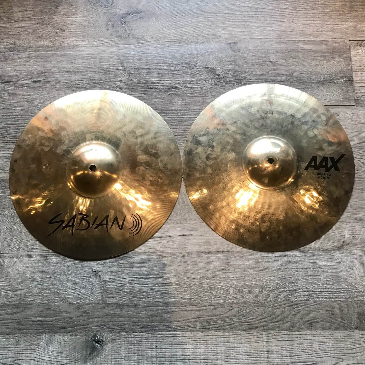 Sabian AAX 14 Thin Hi Hat Cymbals Brilliant DEMO MODEL