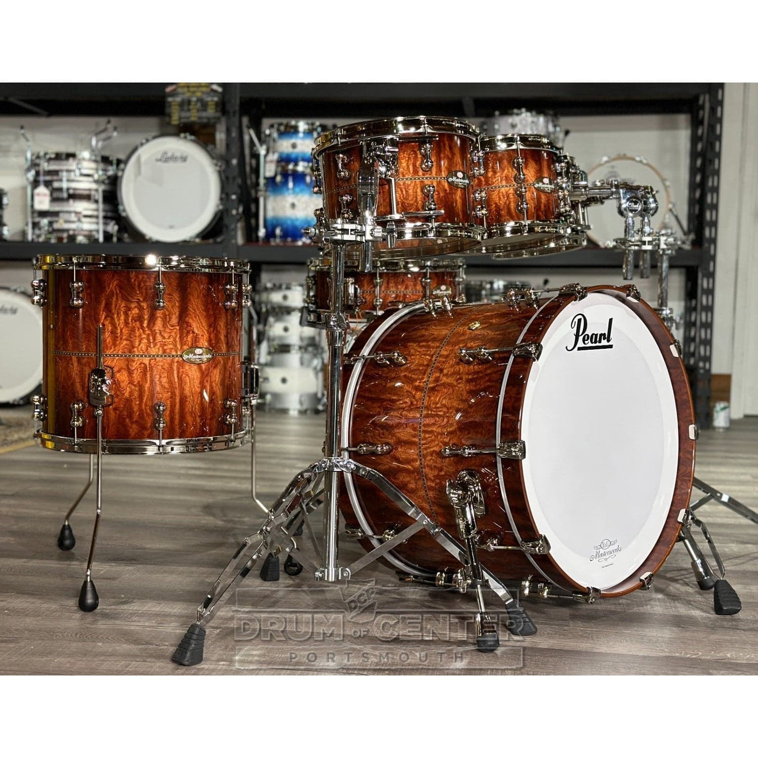 Pearl Masterworks Urban Recipe 6pc Drum Set Natural Walnut Burst Bubinga