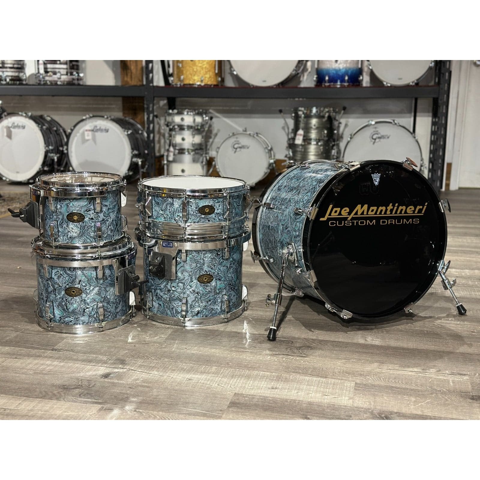 Used Montineri 5pc Maple Drum Set Blue Abalone