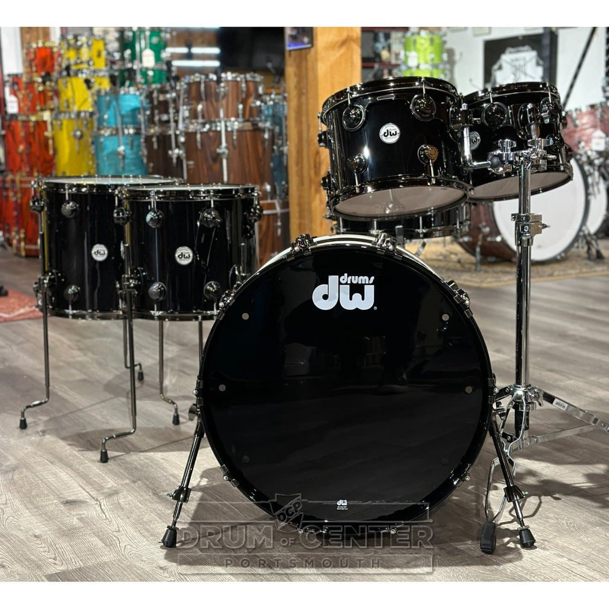 DW Collectors Pure Purpleheart 6pc Drum Set Piano Black Gloss w/Black Nickel Hw