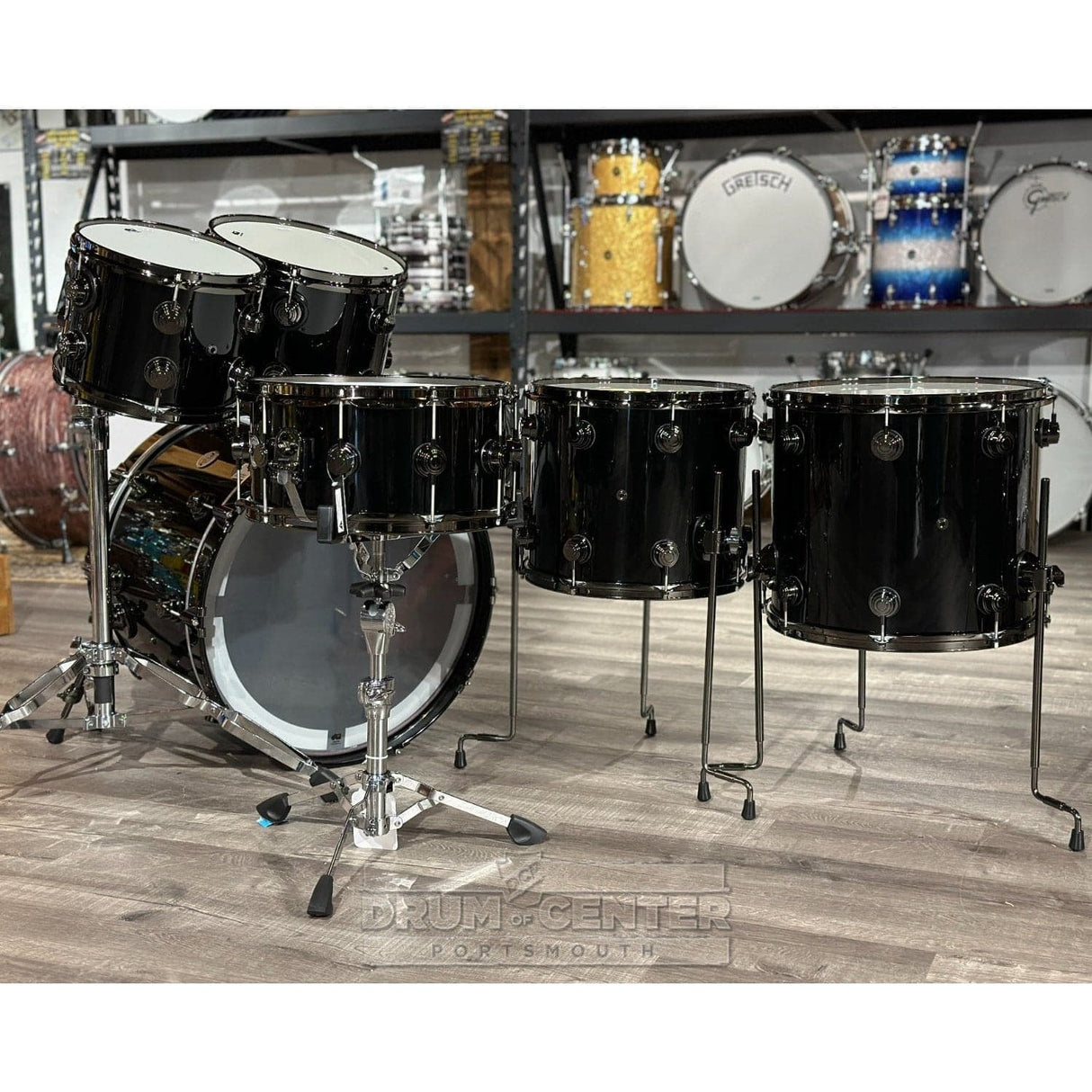 DW Collectors Pure Purpleheart 6pc Drum Set Piano Black Gloss w/Black Nickel Hw