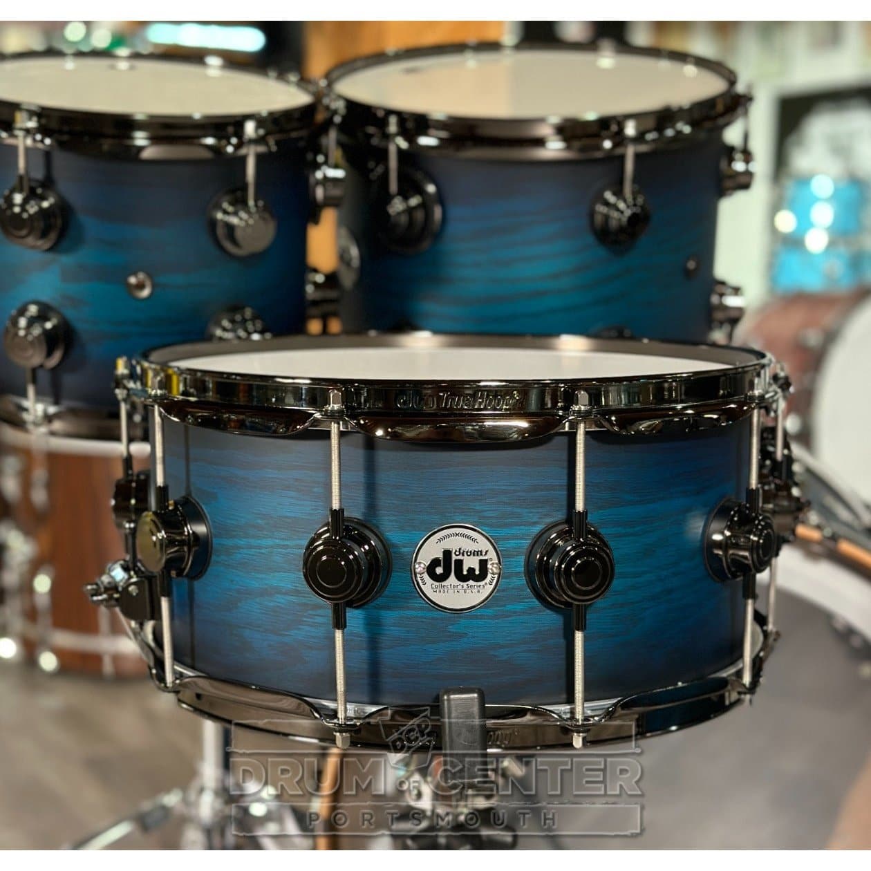 DW Collectors Pure Oak 5pc Drum Set Regal Blue to Candy Black Burst w/Black Nickel Hw