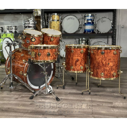 DW Collectors Pure Purpleheart 6pc Drum Set Waterfall Bubinga w/Gold Hw