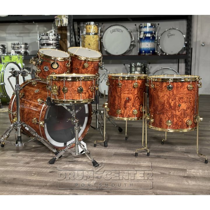 DW Collectors Pure Purpleheart 6pc Drum Set Waterfall Bubinga w/Gold Hw