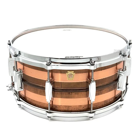 Ludwig LC663S Raw Striped Copper Phonic Snare Drum 14x6.5 - Drum Center Of Portsmouth