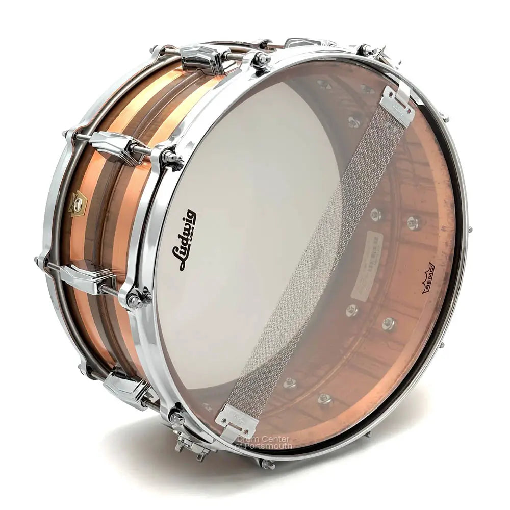 Ludwig LC663S Raw Striped Copper Phonic Snare Drum 14x6.5 - Drum Center Of Portsmouth