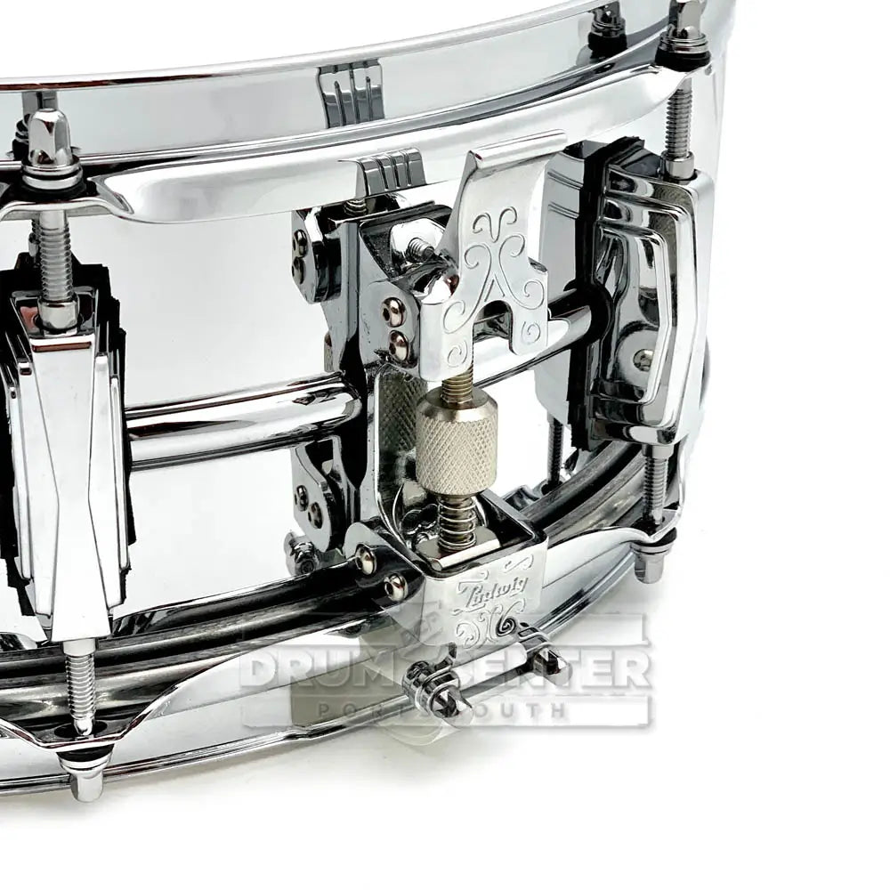 Ludwig "Supraluxe" Chrome Over Brass 8-Lug Snare Drum w/COB Hoops - DCP Exclusive! - Drum Center Of Portsmouth