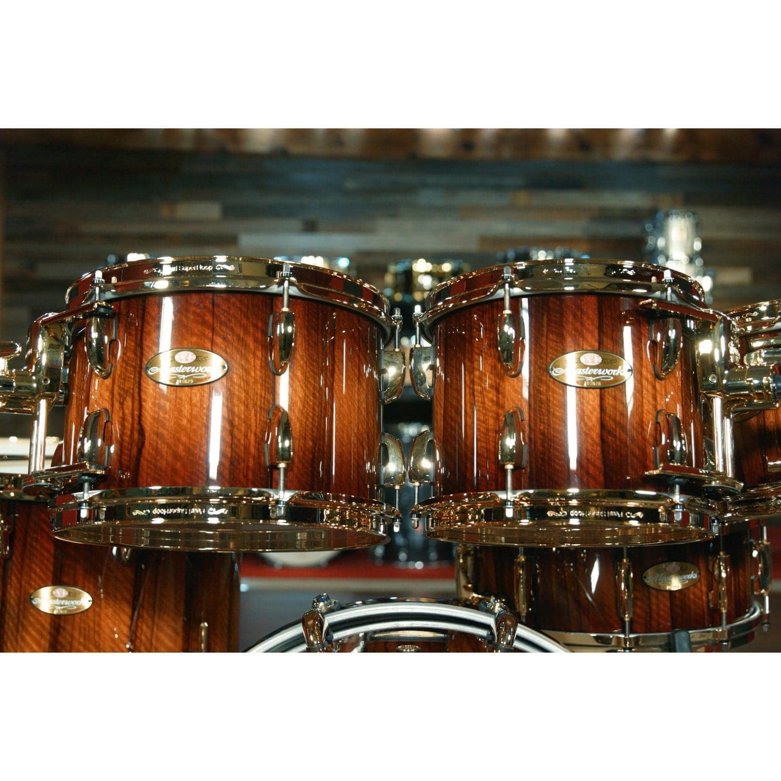 Pearl Masterworks 8pc sTODDio Drum Set Limba Burst w/Gold Hardware