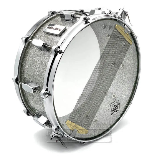 Milestone Founder's Model Fiberglass Composite Snare Drum 14x6.5 10-Lug Silver Sparkle - Drum Center Of Portsmouth