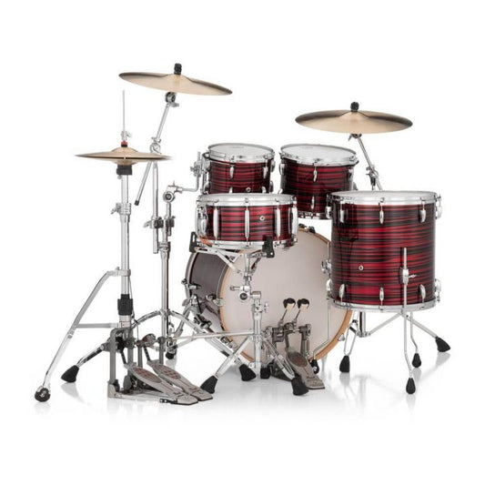 Pearl Masters Maple MM6 4pc Drum Set w/22x18BD w/L-Bracket R2 Mounts Red Oyster Swirl