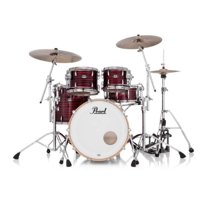 Pearl Masters Maple MM6 4pc Drum Set w/22x18BD w/L-Bracket R2 Mounts Red Oyster Swirl