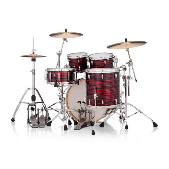 Pearl Masters Maple MM6 4pc Drum Set w/22x18BD w/L-Bracket R2 Mounts Red Oyster Swirl