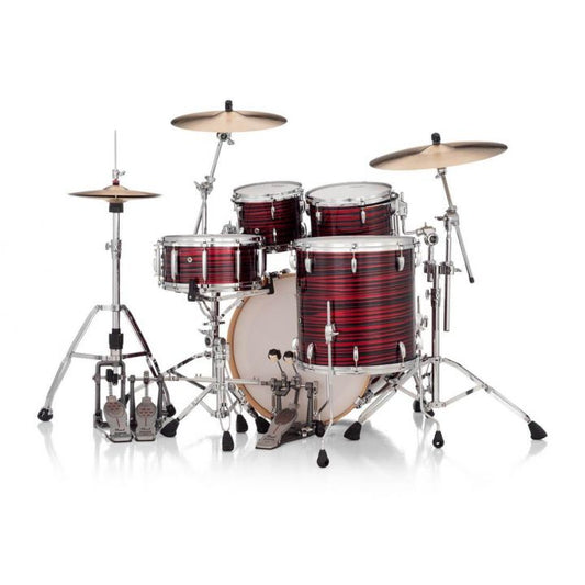 Pearl Masters Maple MM6 4pc Drum Set w/22x18BD w/L-Bracket R2 Mounts Red Oyster Swirl