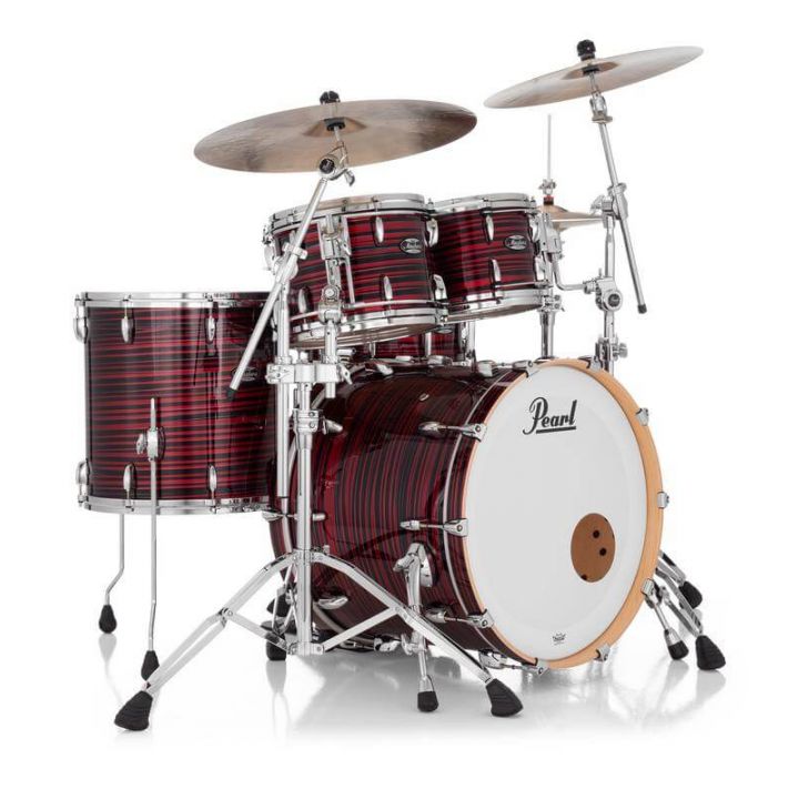 Pearl Masters Maple MM6 4pc Drum Set w/22x18BD w/L-Bracket R2 Mounts Red Oyster Swirl
