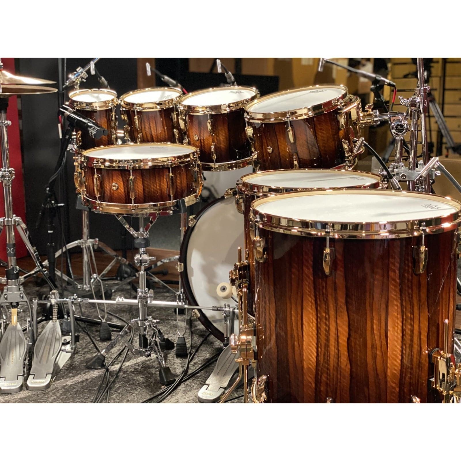 Pearl Masterworks 8pc sTODDio Drum Set Limba Burst w/Gold Hardware