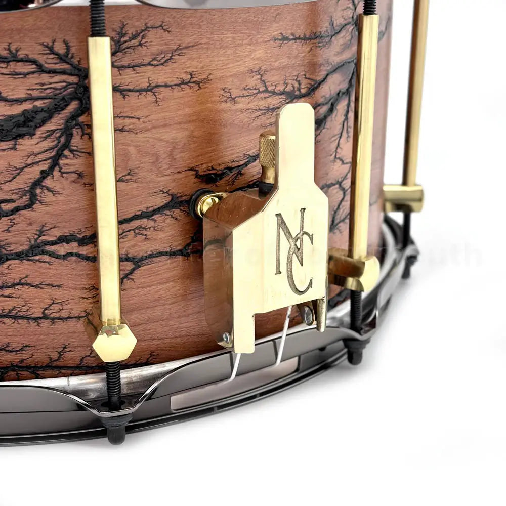 Noble & Cooley Solid Shell Classic Cherry Snare Drum 14x7 w/Fractal Pattern - Drum Center Of Portsmouth