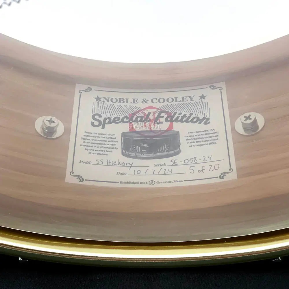 Noble & Cooley Solid Shell Classic Limited Edition Hickory Snare Drum 14x5 - Drum Center Of Portsmouth