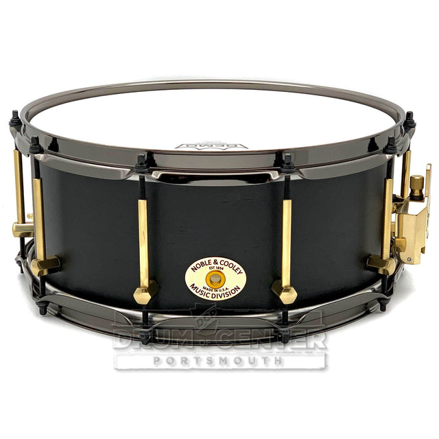 Noble & Cooley Solid Shell Classic Walnut Snare Drum 14x6 Matte Black w/Brass Hardware - Drum Center Of Portsmouth