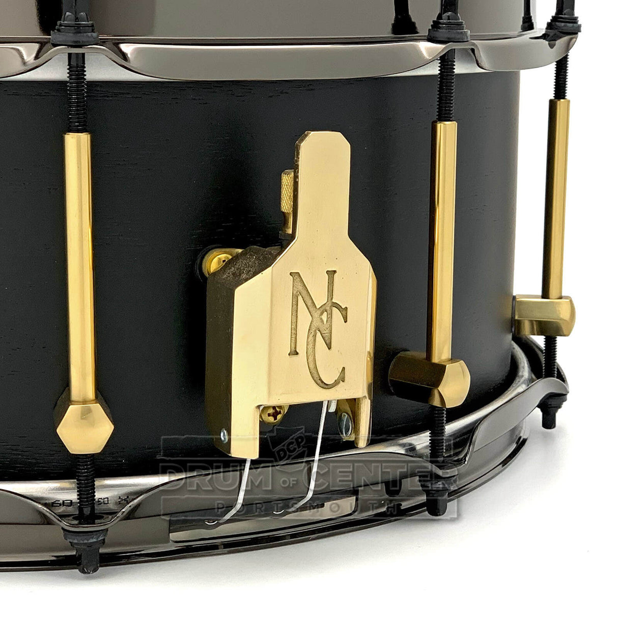 Noble & Cooley Solid Shell Classic Walnut Snare Drum 14x6 Matte Black w/Brass Hardware - Drum Center Of Portsmouth