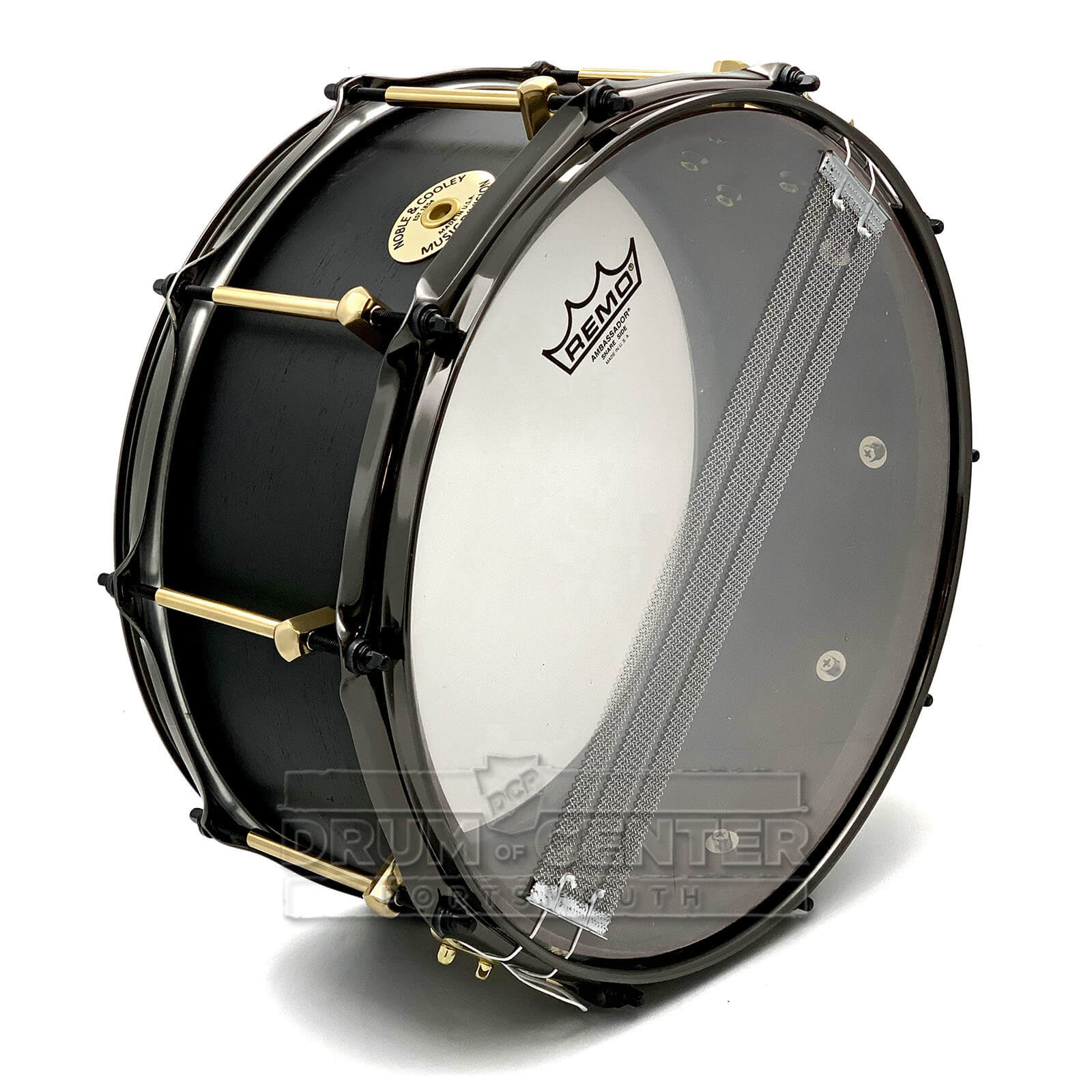 Noble & Cooley Solid Shell Classic Walnut Snare Drum 14x6 Matte Black w/Brass Hardware - Drum Center Of Portsmouth