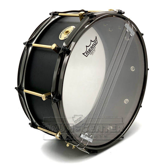 Noble & Cooley Solid Shell Classic Walnut Snare Drum 14x6 Matte Black w/Brass Hardware - Drum Center Of Portsmouth