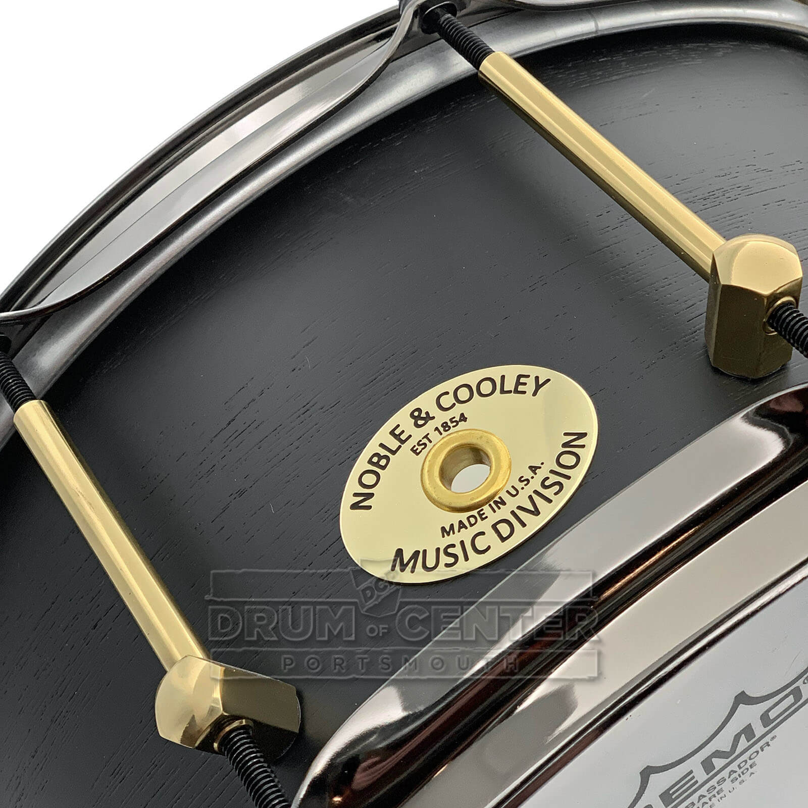 Noble & Cooley Solid Shell Classic Walnut Snare Drum 14x6 Matte Black w/Brass Hardware - Drum Center Of Portsmouth