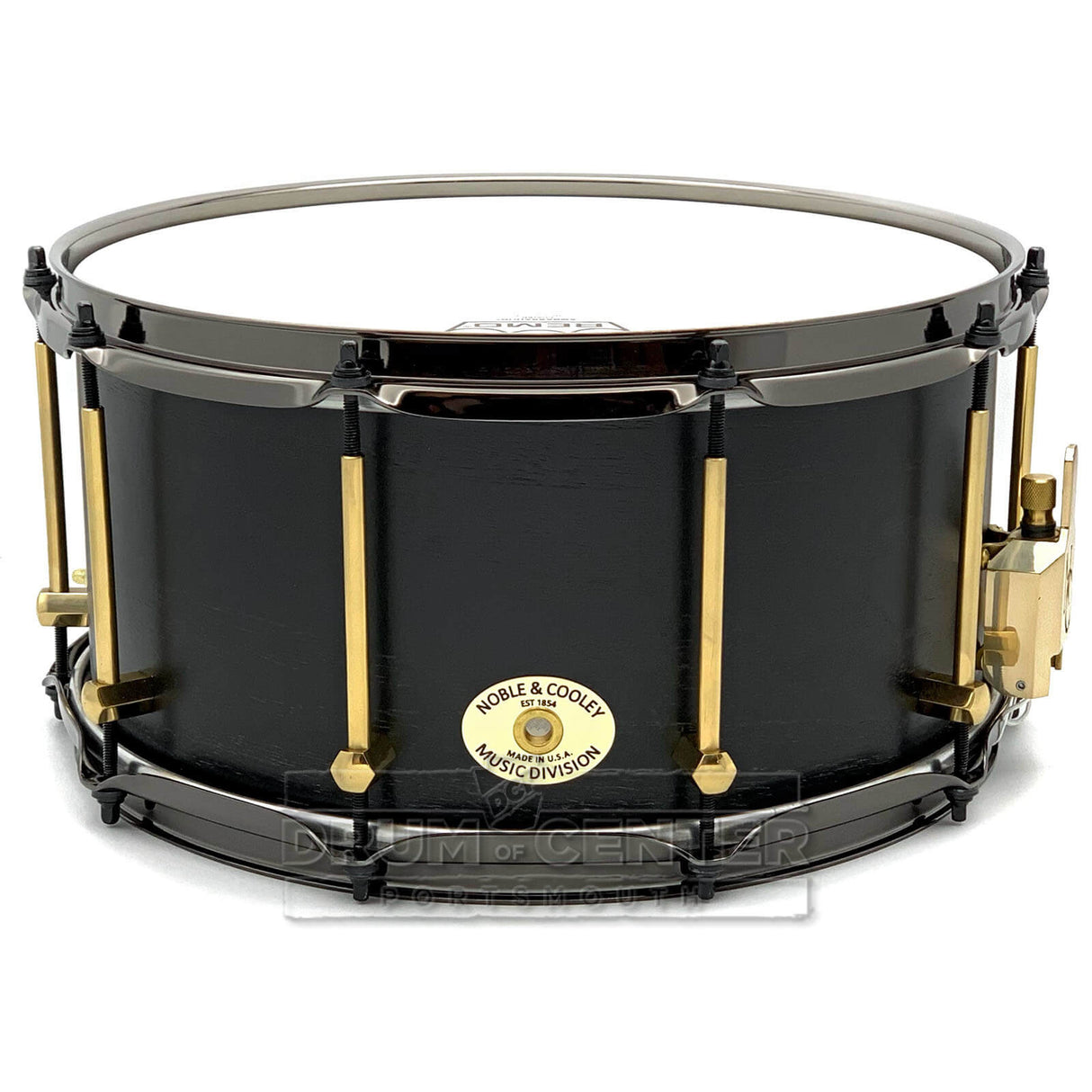 Noble & Cooley Solid Shell Classic Walnut Snare Drum 14x7 Matte Black w/Brass Hardware - Drum Center Of Portsmouth